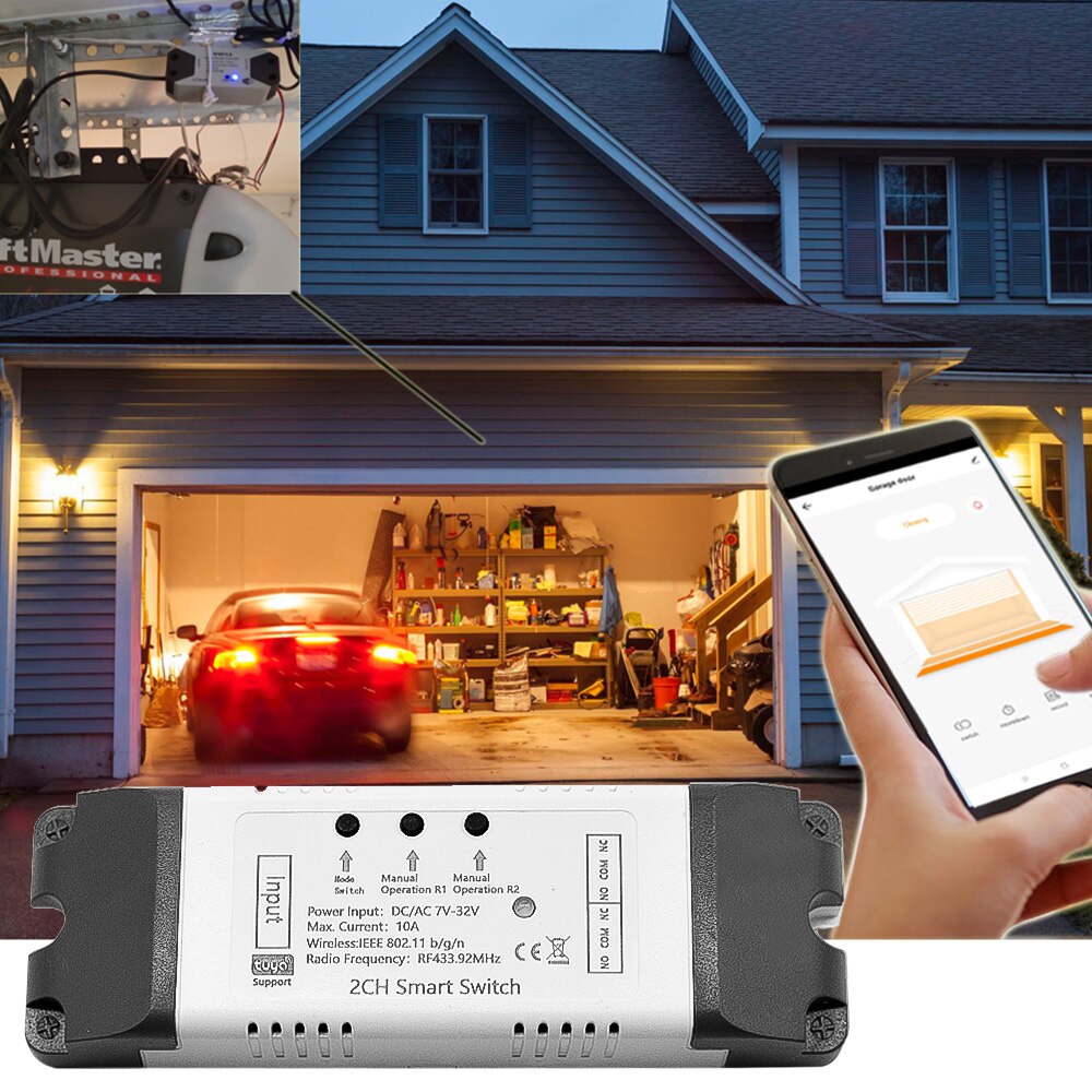 Smart Garage Door Opener RF WiFi Switch Sliding Gate Controller Work With Alexa Google Home SmartLife Tuya APP Remote Control