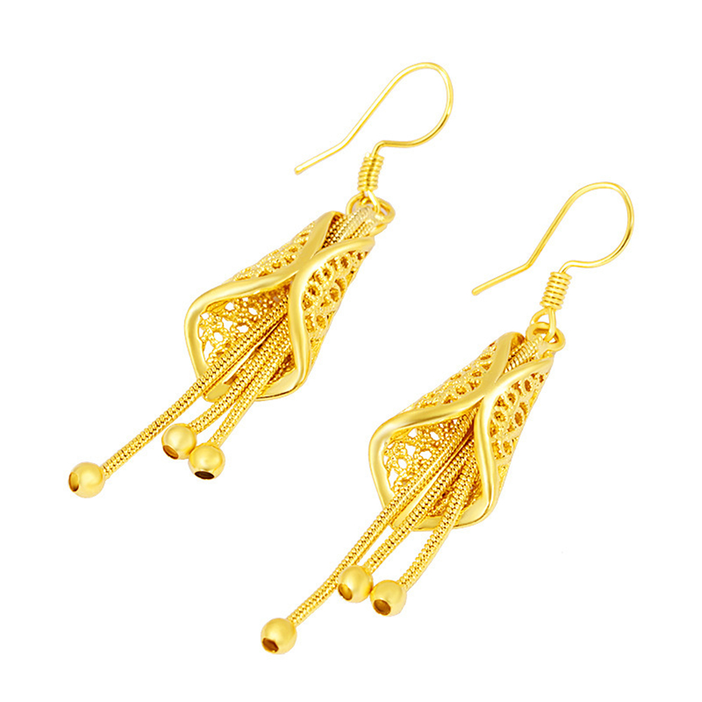 Gouden oorbellen met bedeltjes voor dames, lange oorbellen met kwastjes, oorbellen met kwastjes, feestsieraden.