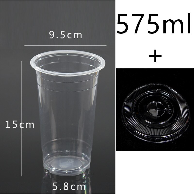 50 Stuks 95Mm Kaliber Transparante Wegwerp Glazen 400Ml Plastic Bekers Voor Drinken Party Gunsten Melk Thee cup Met Deksel: cup and lid5 / 400ml 50pcs
