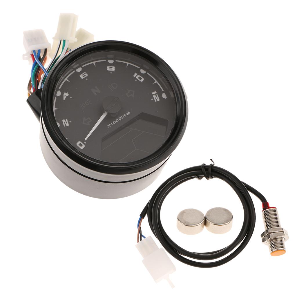 Universal KMH MPH LCD Digital Speedometer Odometer Tachometer for Motorcycle, with Signal Indicator