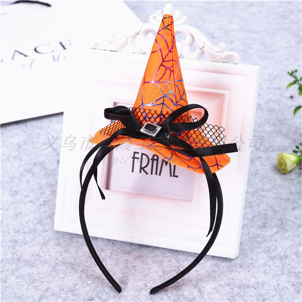 Mini sombrero de bruja puntiagudo, diademas con forma de Calavera, telaraña, calabaza, aros para el cabello para niños y niñas, diademas de Halloween, decoración de Cosplay: Verde