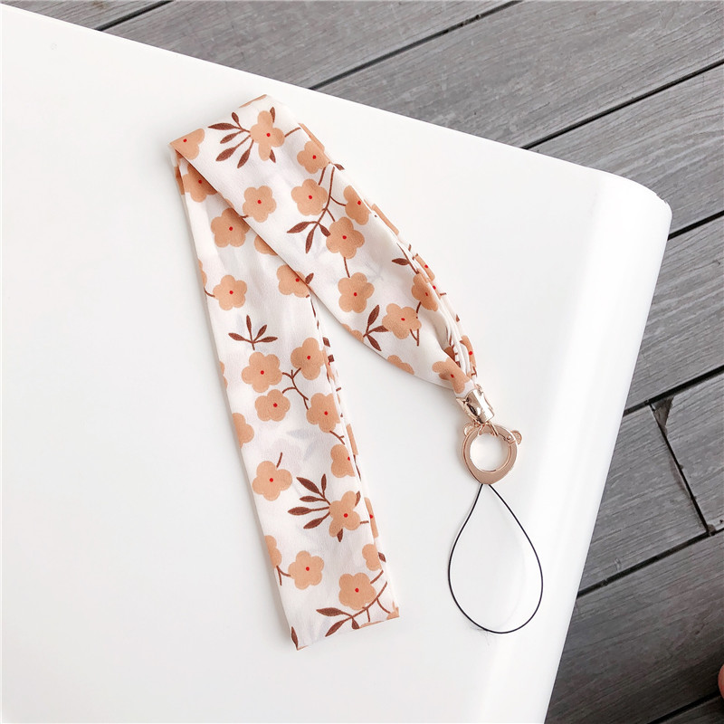 Silk Mobile Phone Straps Holder Key Badge Camera USB Holders Hanging Neck Rope Lanyard with Keyring: flower