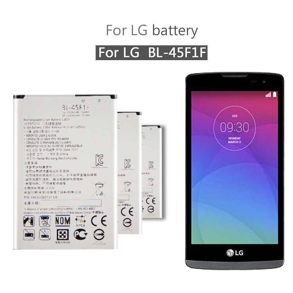 Batería de BL-45F1F de , 2500mAh, para LG K9, K8, K4, K3, M160, MS210, X230K, M160, X240K, LV3, , versión