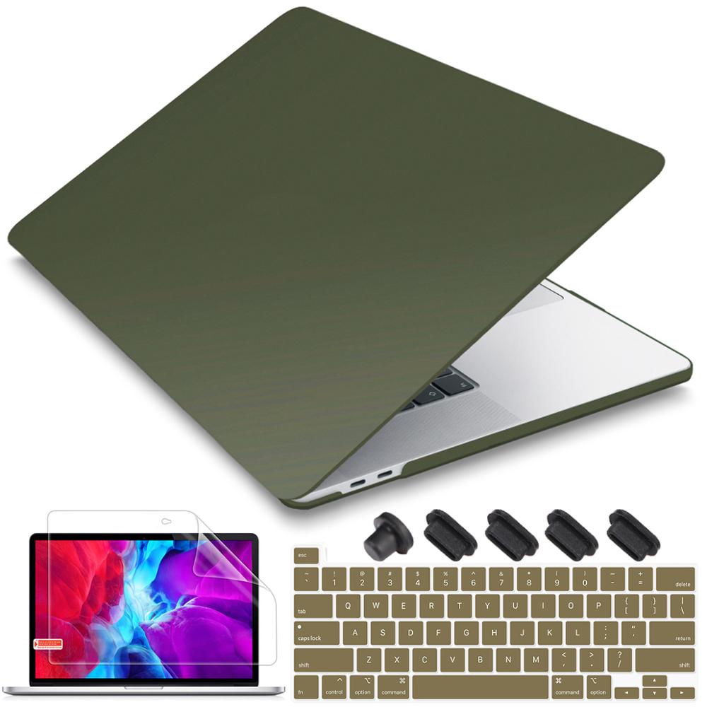 Screen protector Keyboard cover Hard Shell Case for Macbook Pro 16 inch with Touch Bar A2141: Army Green