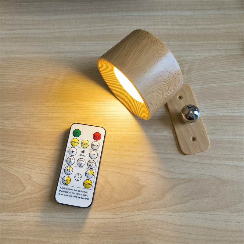 Usb genopladelig led-væglampe med touch- og fjernbetjening, trådløs vægmonteret væglampe til soveværelse, læselampe