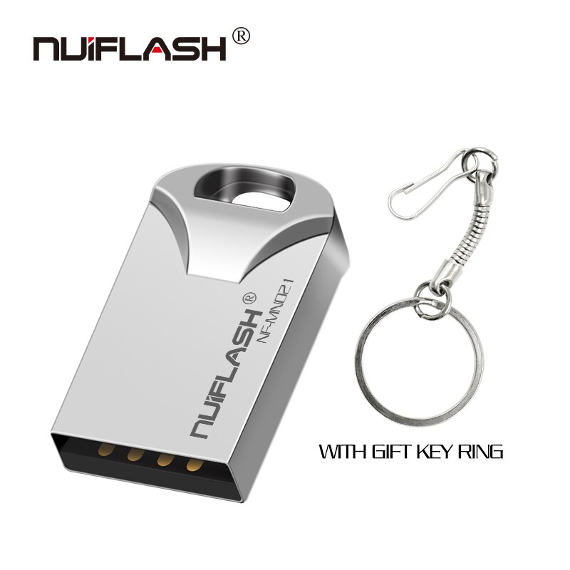 Nuovo nuiflash del metallo mini usb flash drive 64GB 32GB 16GB 8GB 4GB Pen Drive portatile 128GB usb 2.0 del usb del bastone di Memoria flash disk: 128GB / silver