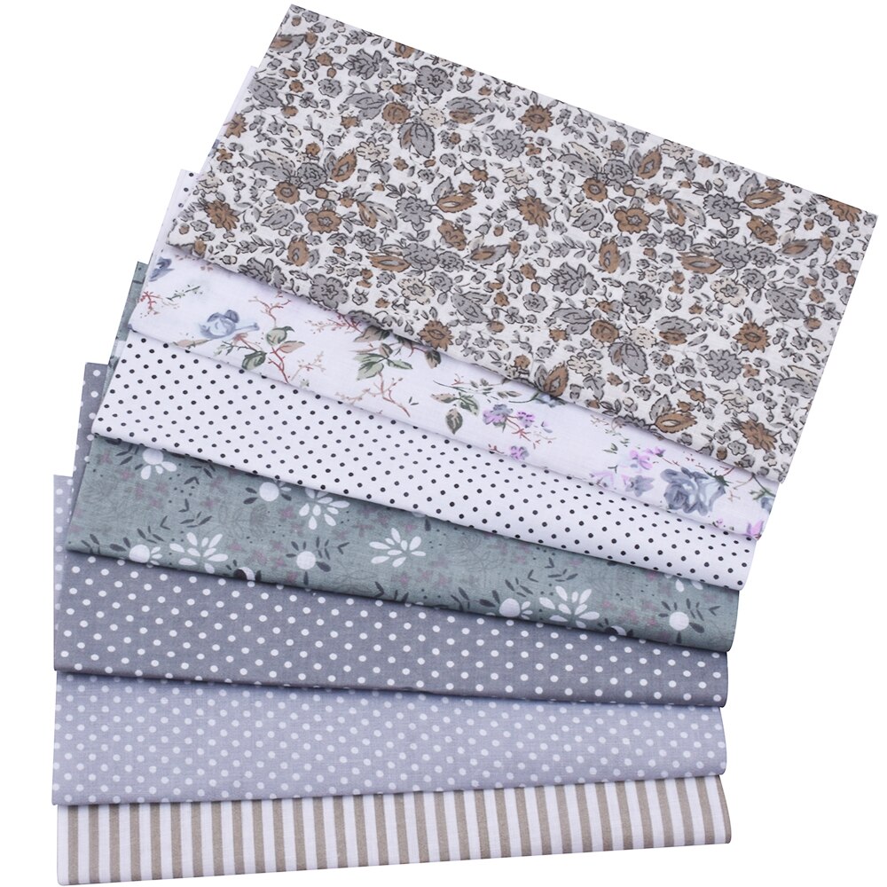 20x25cmFloral Plaid Stripe Cotton Fabric,Sewing Quilting DIY Patchwork Fabric Bundle, Handmade Cloth: 14 7pieces