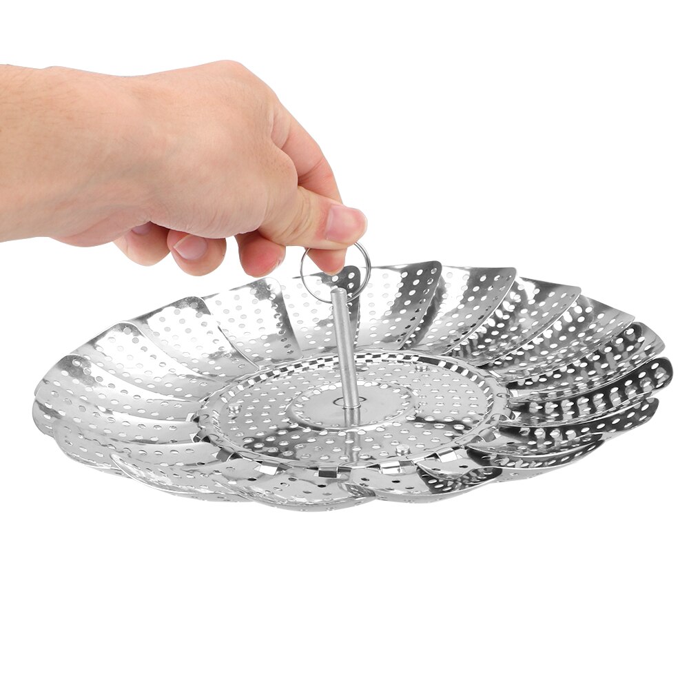 Hilife vegetabilsk frugt madkurv folde mesh damper rack fad mad damp damper komfur køkkenredskaber rustfrit stål