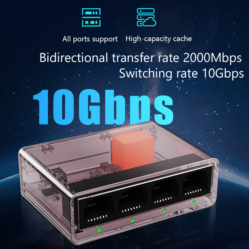 Switch di rete a 5 porte, splitter ethernet  rj45 adattatore hub lan 1 to 4 mbps 1000 switch gigabit full/half duplex per router pc