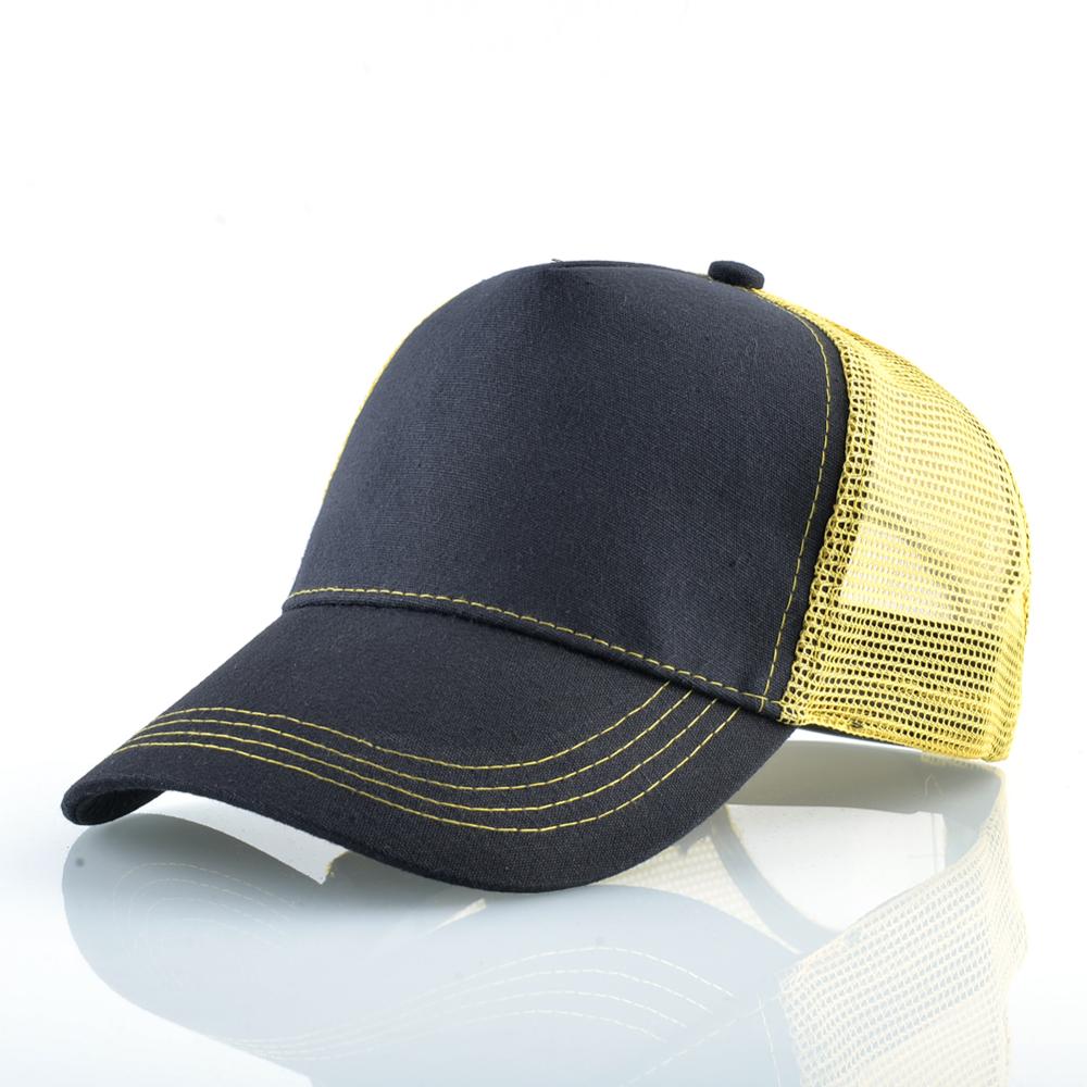 Ballena equipada gorra de béisbol Snapback de de verano sombrero de camionero gorra al aire libre de malla de gorros de Hip Hop para las mujeres Casual tapas: Solid color-Yelow