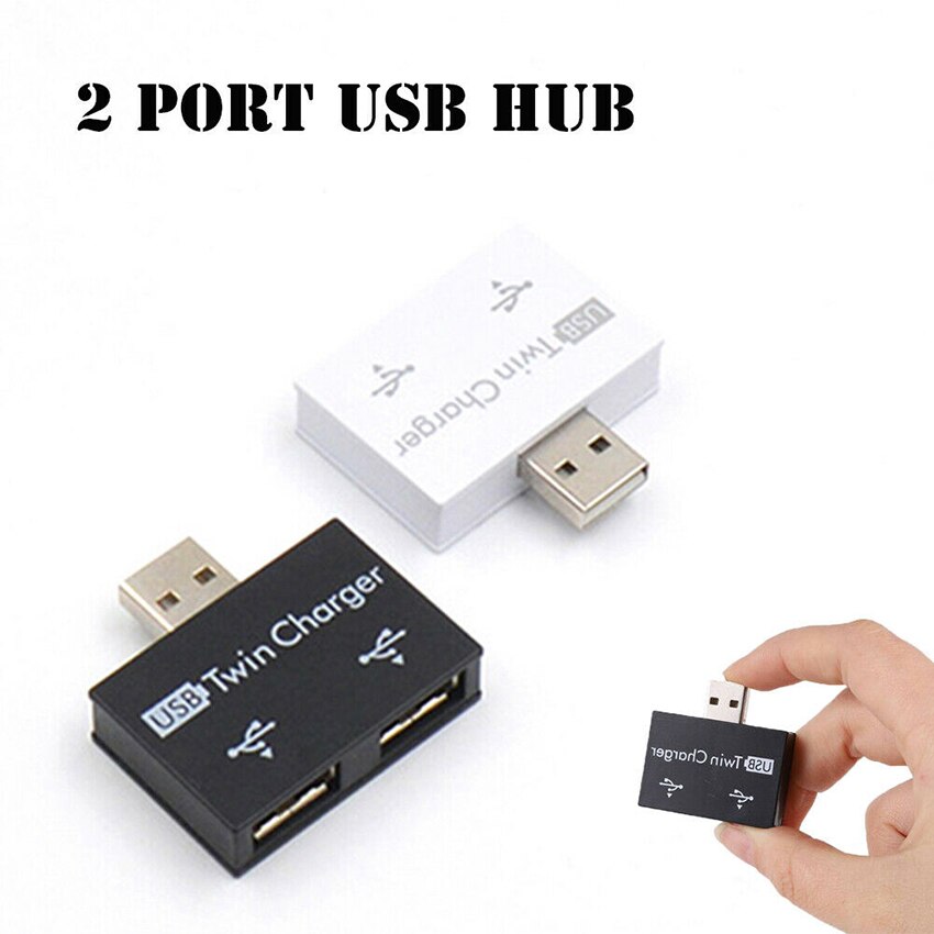 Portable Mini 2 Port USB Hub Charger Interface Splitter Hub Adapter Dual USB Charging Extender Cable for Phone Laptop Computer