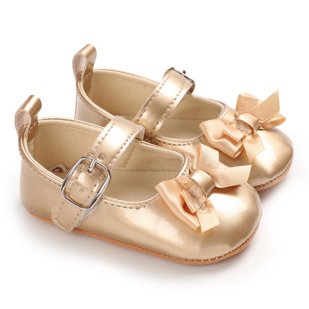 Sapatos da menina do bebê infantil criança sapatos de caminhada sola macia princesa mary jane apartamentos com knotbow prewalkers sapatos de berço de casamento 0-18m: J / -S
