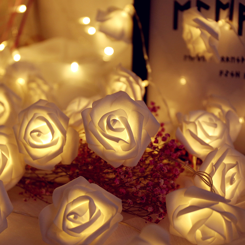 1,5 M 10LED Künstliche Rose Blume Girlande Schnur Licht LED Lichterkette Valentinstag Hochzeit Weihnachten Party Dekorationen