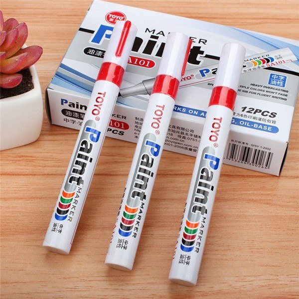 9 Colors White Waterproof Permanent Paint Marker Pen Car Tyre Paint Pen Rubber Tread Environmental Tire Painting DIY Office: Red 1pc