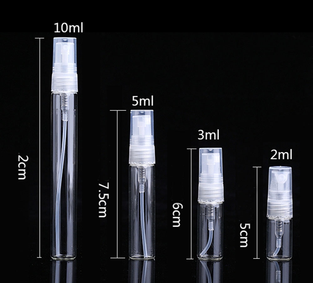 2ml 3ml 5ml 10ml klar tom glass sprayflaske prøveglass hetteglass bærbar mini parfyme forstøver gjenfyllbar