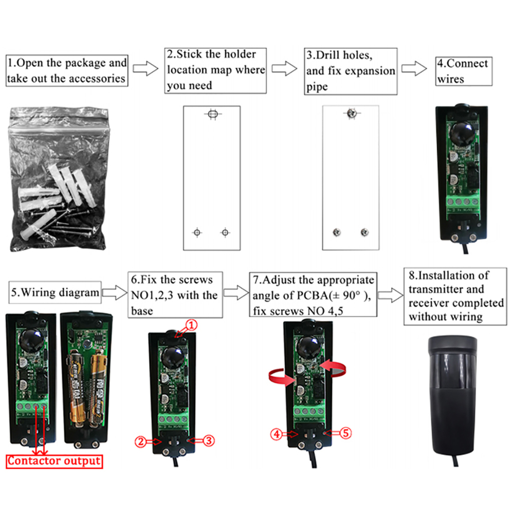 1/3/5pz 12m Porta Scorrevole del box auto Fascio Sensore Fotocellula A Infrarossi Alimentato A Batteria Cancello e Porta Automatico Apricancello Barriera di Sicurezza