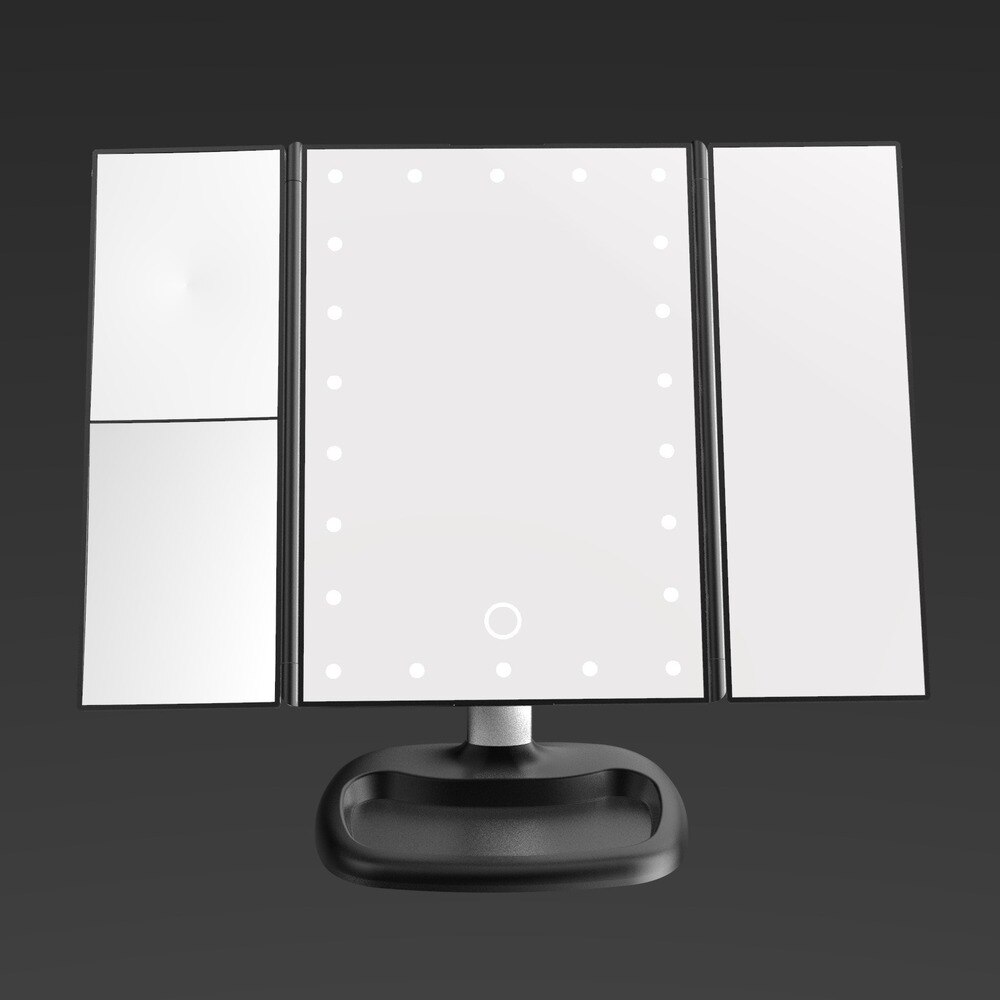 LED Body Infrared Sensor Cosmetic Mirror 2X3X Magnification Three-sided Folding Toilet Mirror Touch Sensor Mirror Customization