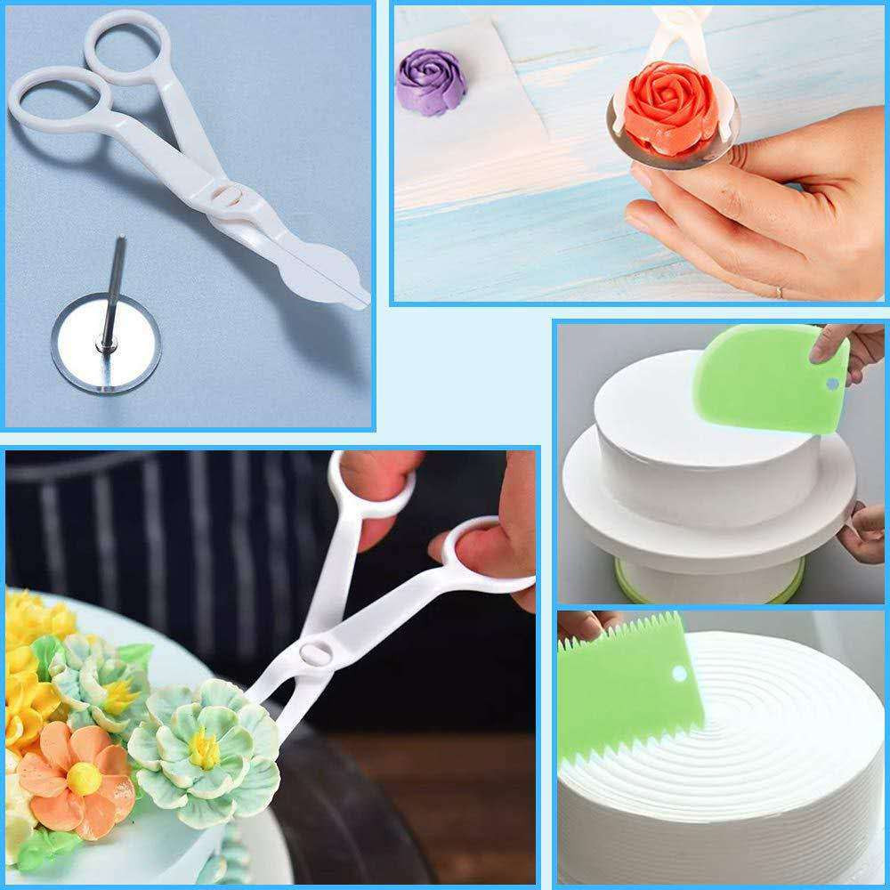 62pcs Cake Decorating Kit Cake Rotating Turntable Icing Piping Nozzles Cake Spatula Kitchen Baking Pastry