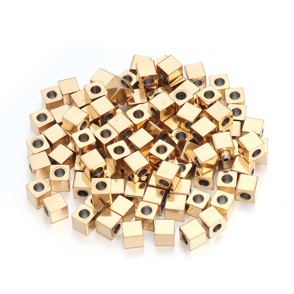 50pcs 2.5/3/4/5/6mm Stainless Steel Square Bead Cube Spacer Loose Beads for DIY Necklace Bracelet Jewelry Making Accessories: WHITE / other