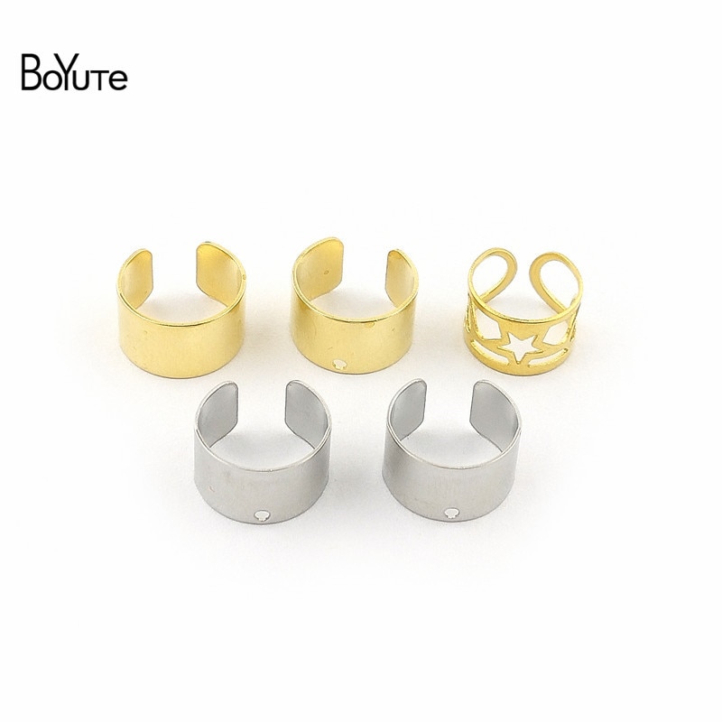 BoYuTe-pendientes de Metal Simple de latón y acero inoxidable, joyería ajustable, 10 unids/lote