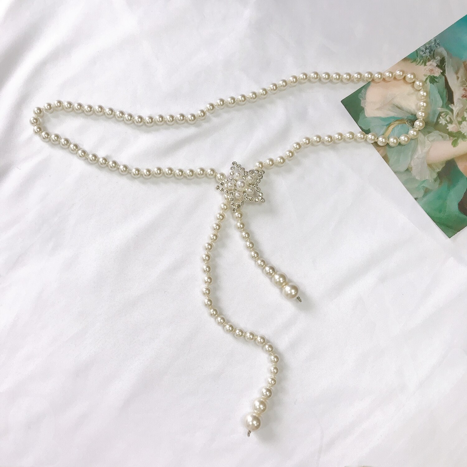 hanfu belt ladies metal adjustable ladies waist chain women strap dress belt pearl decorative clothes accessories: color1