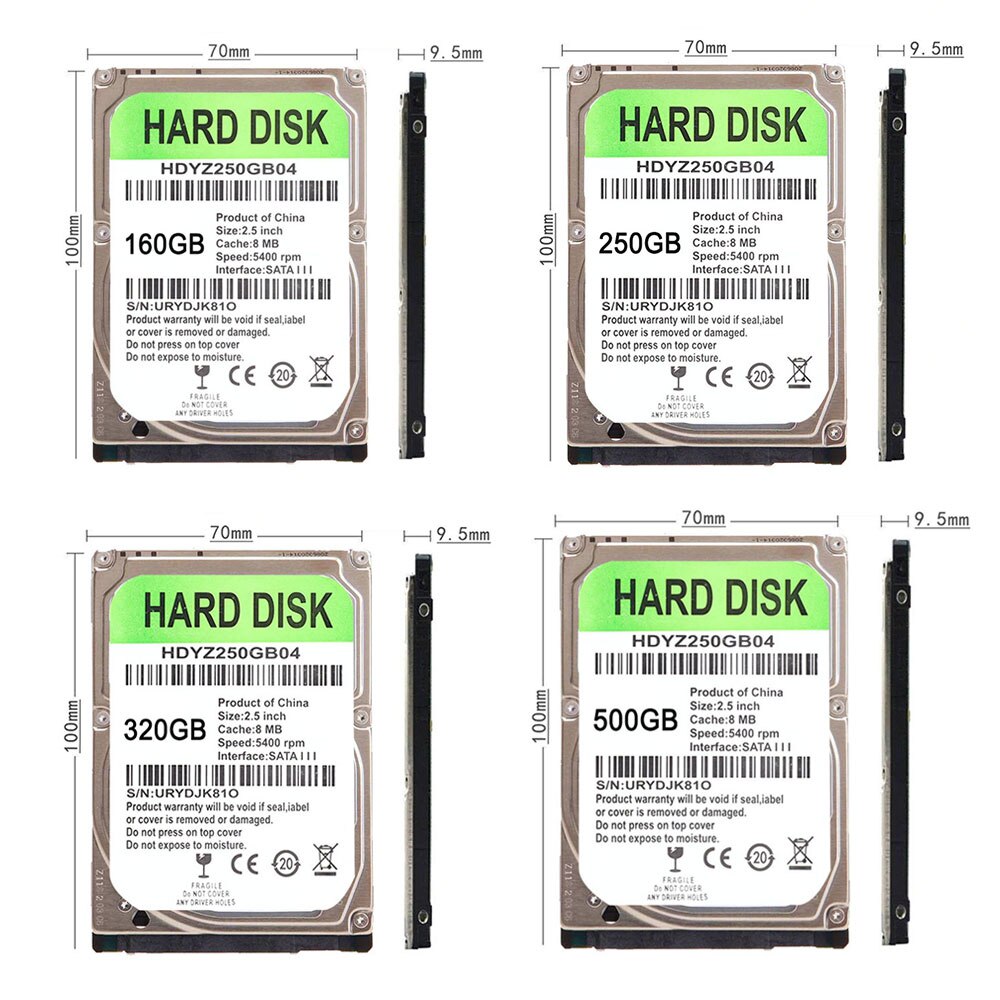 Hard Drive HDD 5400 rpm SATA3 160 250 320GB 500GB SSD 480GB SSD hard disk SATA 3.0 6Gbs Write 200MS Read 400MSSpeed 50-130MS