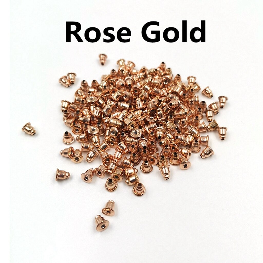 200 Pcs/Lot Bullet Earring Backs PlugDIY Blocked Caps Earring Accessories Stopper Scrolls Jewelry Findings: Rose Gold