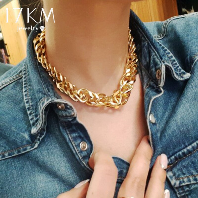 Cuban Gold Thick Chain Choker Necklace For Women Men Trendy Hip Hop Big Chunky Short Chain Choker Necklaces Jewelry