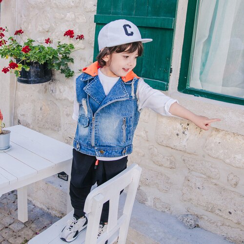 Kids Hooded Denim Vest Lente Leisure La Lian Shan Baby Jas Zhong Xiao Tong Jongens Vest: 12