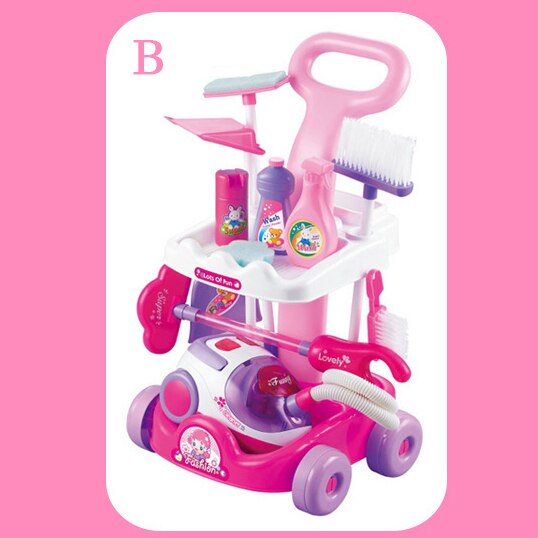 Børns sæt hjem simuleret vogn rengøringsværktøj støvsuger små husholdningsapparater legetøj ryster små legetøj: B