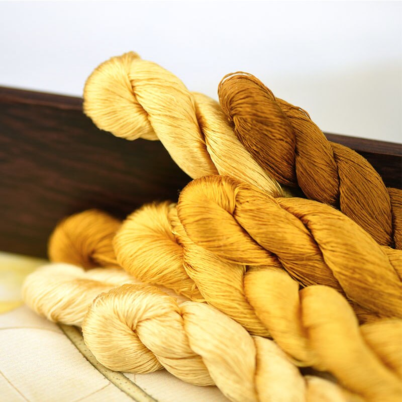 silk embroidery thread / 100% silk thread /hand embroidery embroider cross stitch/yellow series/7 pure colors