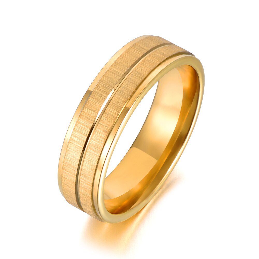 JeeMango Goud Kleur Roestvrij Staal Paar Ringen Voor Vrouwen Mannen Classic Rvs Engagement Wedding Ring Sieraden JR18119: 8