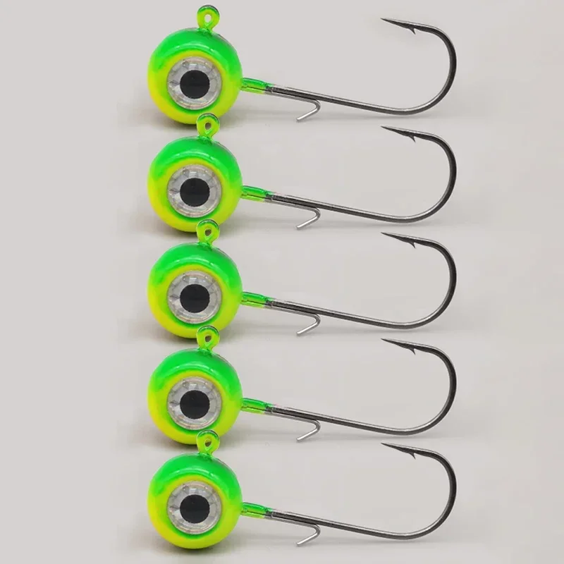 groß Augen Jig Kopf Angelhaken mit Mustad-Haken, 1,8 g, 3,5 g, 5 g, 7 g, 10 g, Fischkopf-Angelhaken für weiche Wurm-Angelgerät-DIY-Bausatz: 10 / Weiß