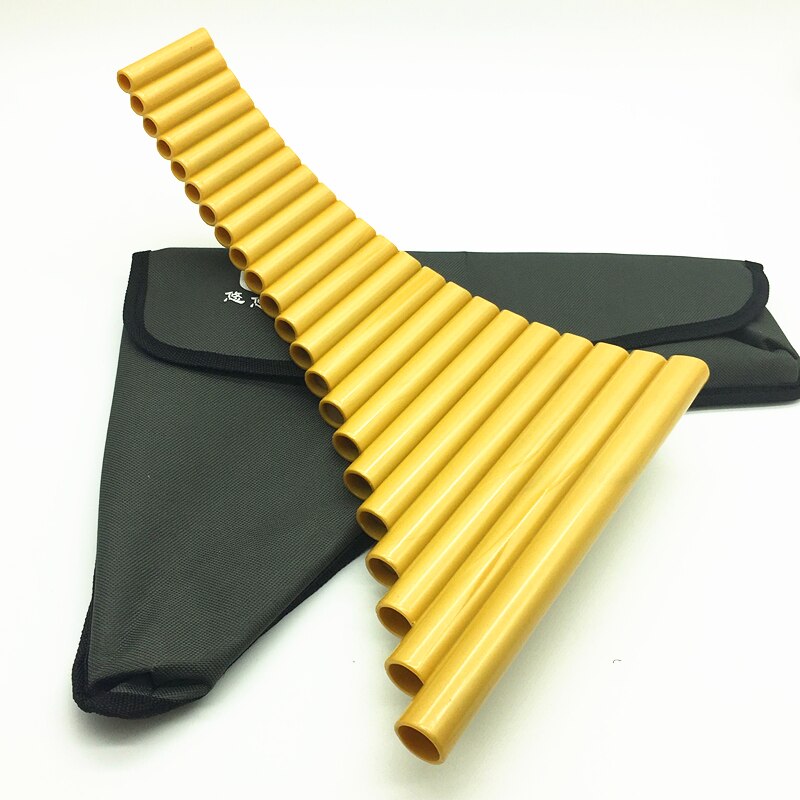 22 rohr ABS kunststoff Panflöte G Schlüssel Panflute Rechts/Verknüpfungen Handgemachte bläser Musical Instrumente goldene farbe Pfanne flöte mit tasche
