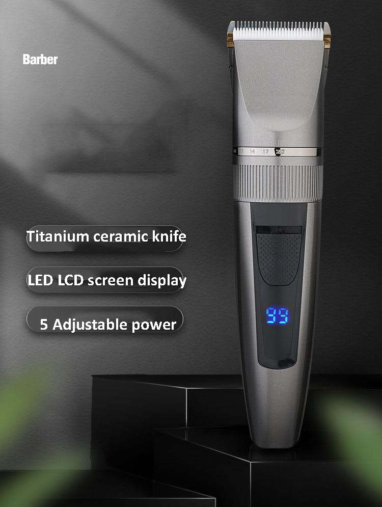 Hair Clipper Electric Trimmer With LED Screen Washable Rechargeable Men Strong Power Steel Cutter Head