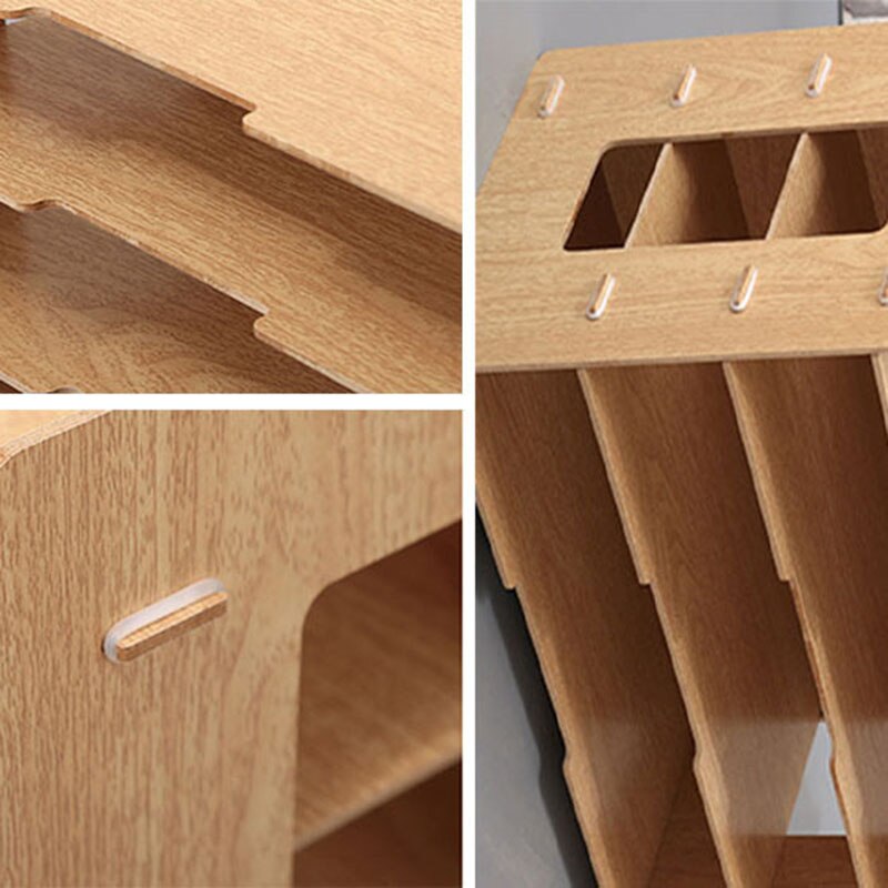 DIY Wood Hand Made Desk Organizer Office School Supplies Desk Accessories Organizer 4 Layers File Tray Book Holder