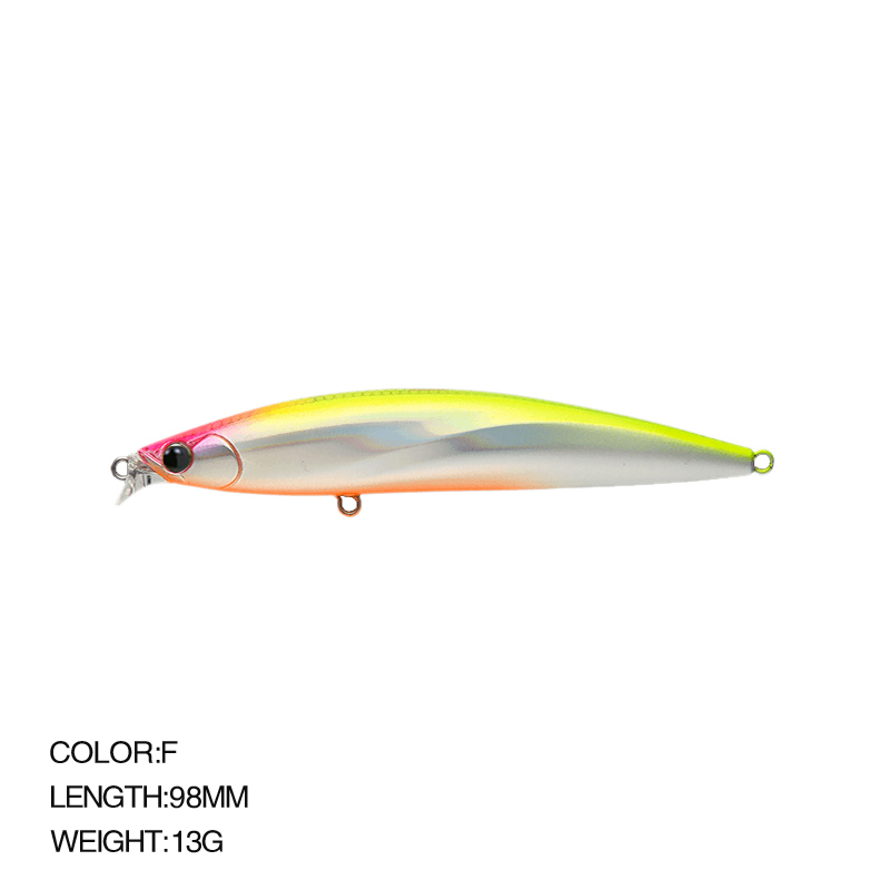 Top leurre de pêche gamme peu profonde vairon flottant 98mm 13g longue coulée bar Jerkbait eau salée grand appât dur Wobbler: Gris clair