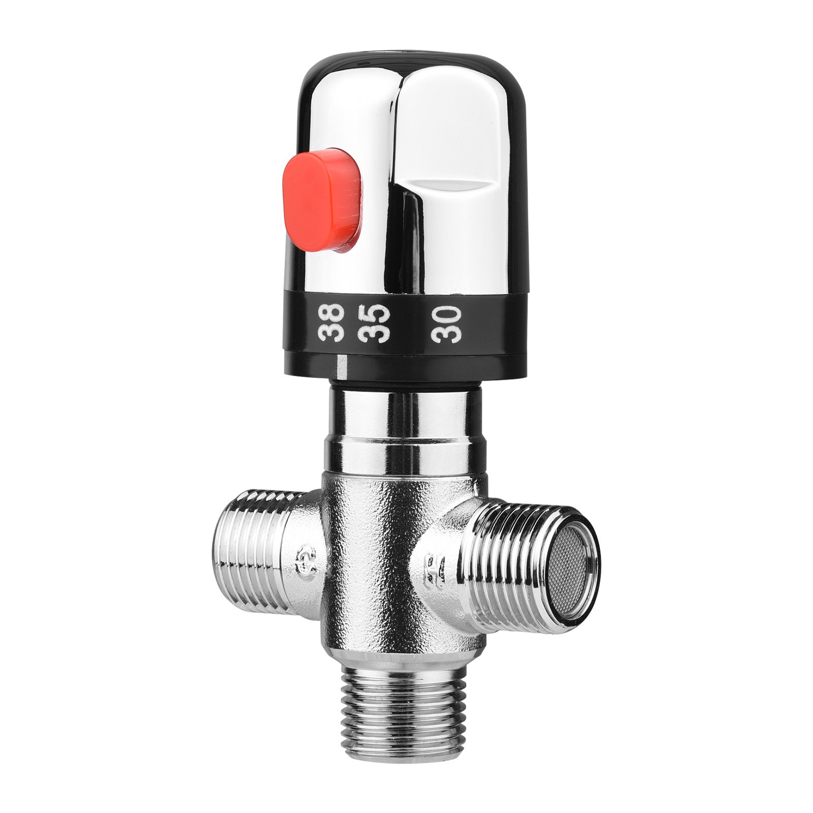 Brass Thermostatic Mixing Valve Silver Plating Bathroom Faucet Temperature Mixer Control Thermostatic Valve Home Kitchen Valve