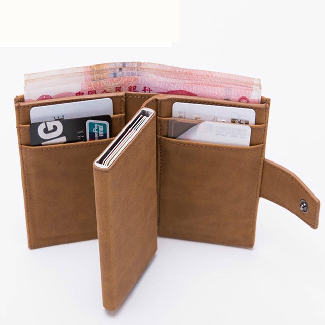 ZOVYVOL RFID Blocking Card Holder - Slim Metal & PU Wallet - Business Card Case for Men & Women