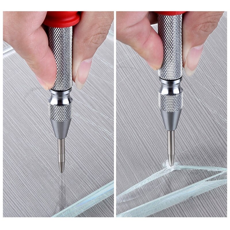 5 Inch Automatic Center Hole Punch Marker Scriber Window Puncher Breaker Tool with Cushion Cap and Adjustable Impact, 2 Pieces R