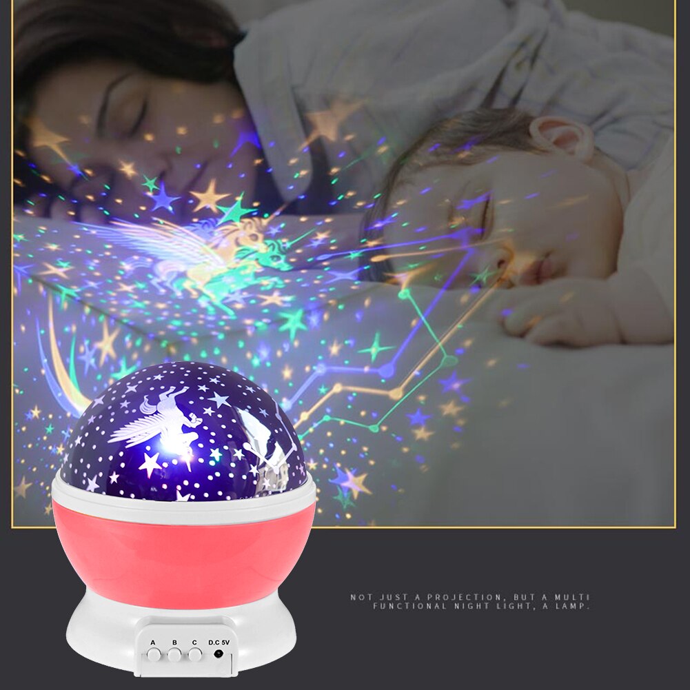 Ledet nattelys projektor stjerne månehimlen roterende søvn romantisk førte usb projektionslampe til børn baby soveværelse