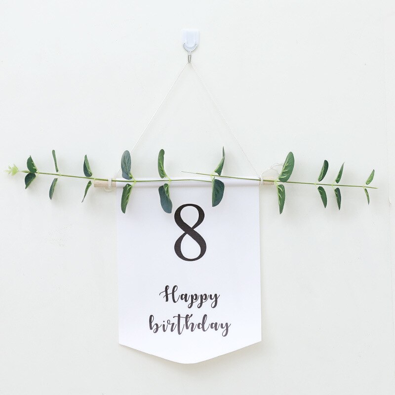 Banderole blanche pour anniversaire de 1 à 9 ans, guirlande de banderole, décoration pour premier anniversaire, fête prénatale, cent jours: 8th Banner
