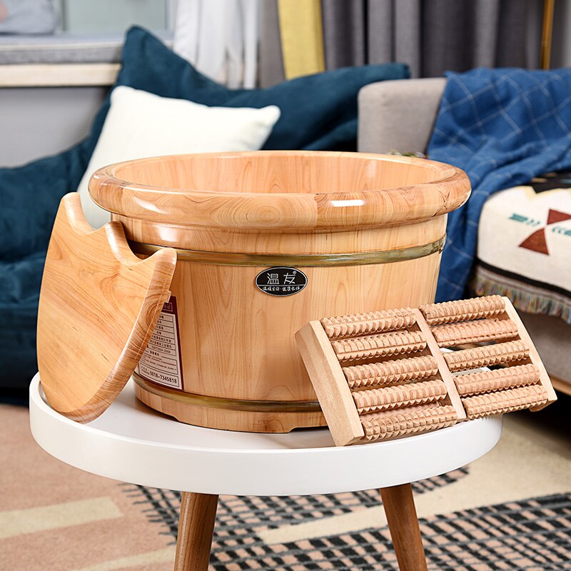 Barril de madera 600 para baño de pies, Tina de pie de madera maciza, baño espumoso, barril de madera pequeño para el hogar