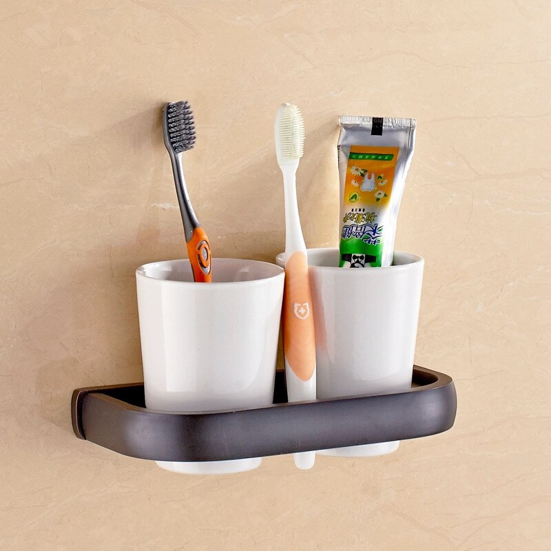 Porte-tasses Double en laiton, support mural, moderne, étagère dorée de luxe, porte-gobelet, porte brosse à dents