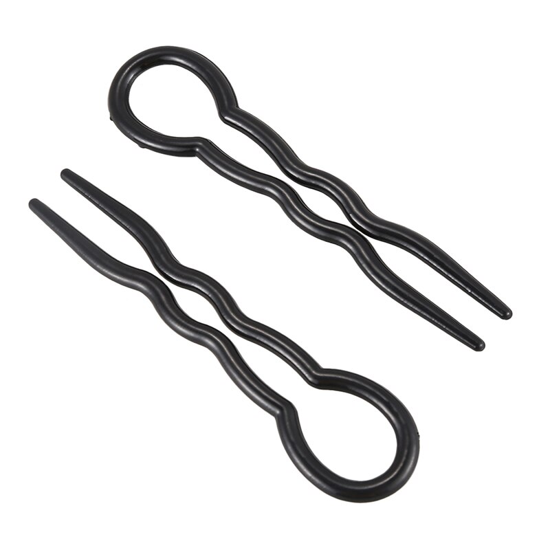 1 Set (3 Stuks) Magic Plastic U-vormige Haar Naald Haar Vlecht, Zwart