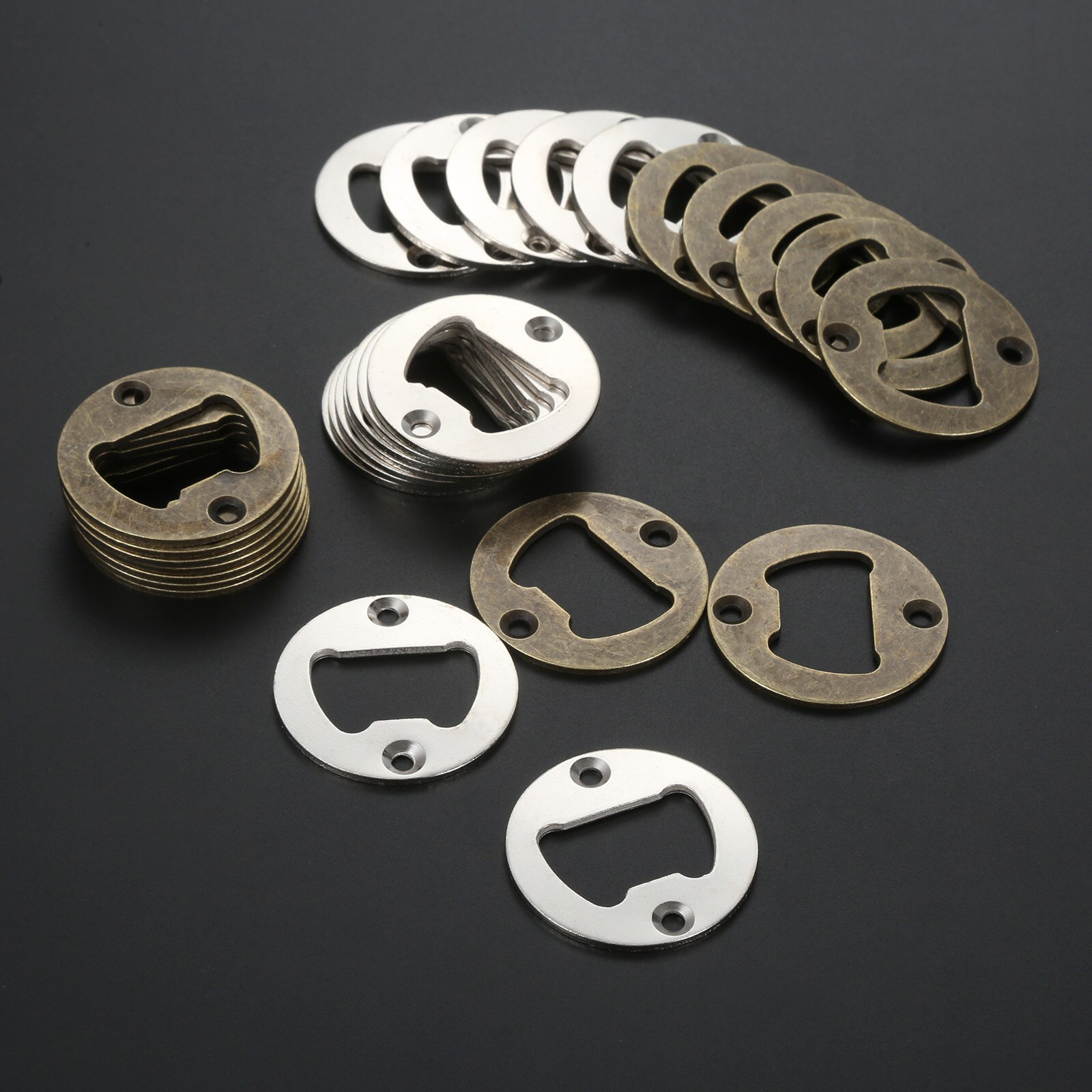 10pcs Bottle Opener Insert w/screw 40mm Round Iron Corn Beer Open Antique Bronze Silver fit for Bar/Home/Restaurant/Kitchen/Pub