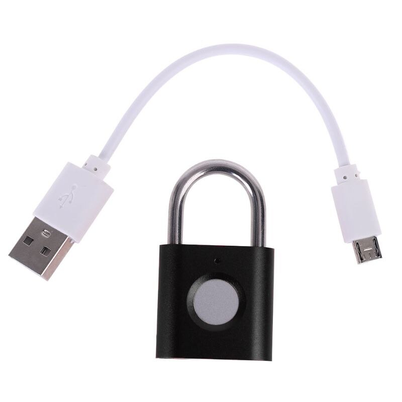 Smart Biometric Fingerprint Padlock Keyless Drawer Lock Fingerprint Unlock File Cabinet Anti-theft Lock Suitcases Lock: BK
