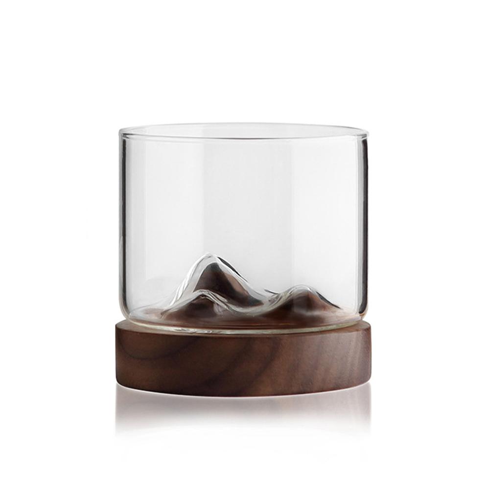 5oz bergs vinglas med träbotten whiskyglas japansk hushållstekopp: A