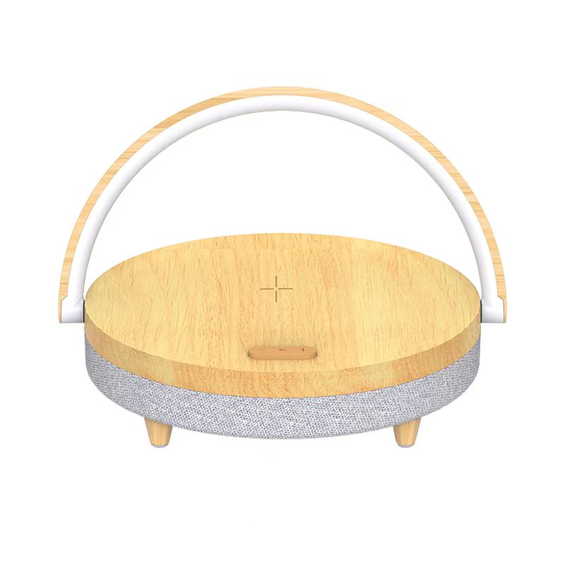 EZVALO-Lámpara de escritorio de música de carga inalámbrica, atenuación de tres velocidades, Altavoz bluetooth, soporte de teléfono de carga tipo c, mármol: wood
