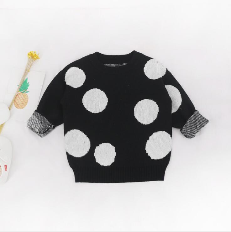 Baby Trui Herfst Baby Jongens Truien Dot Katoen Meisjes Vesten Gebreide Baby Meisjes Truien Winter Peuter Vesten Meisjes Jongen: Black / 7T